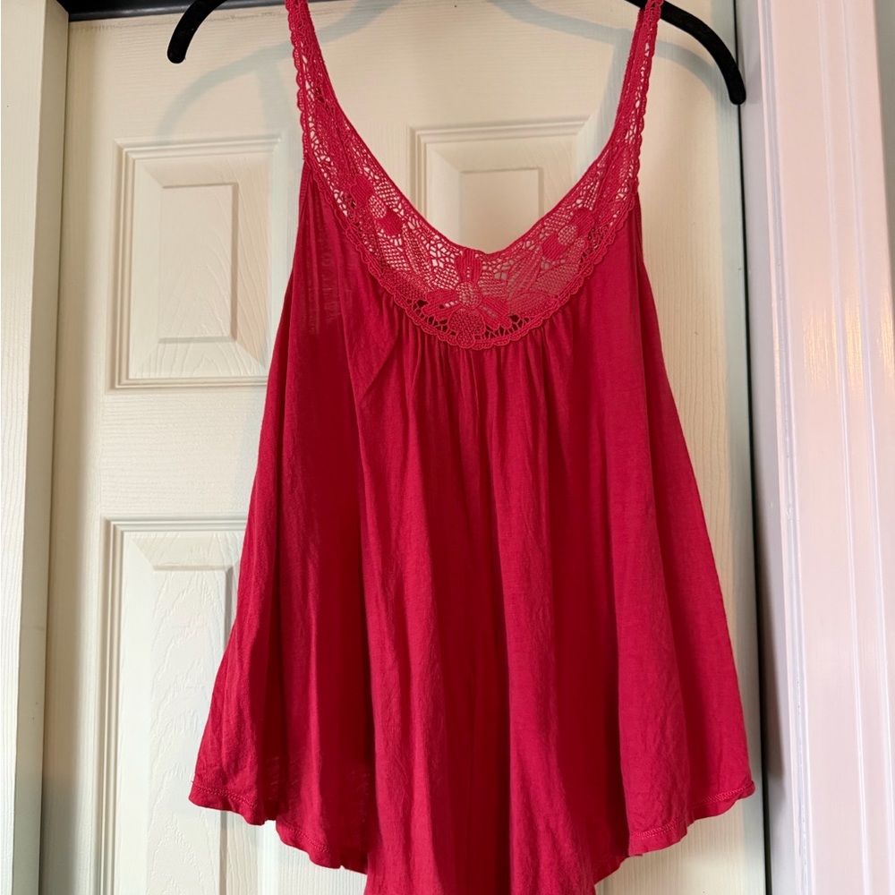 American Eagle Outfitters Red Lace Tank Top